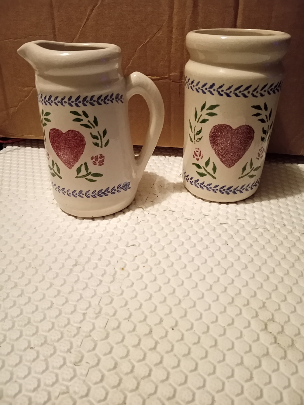 Ceramic Heart Accent Creamer and Canister Set - White with Red Heart